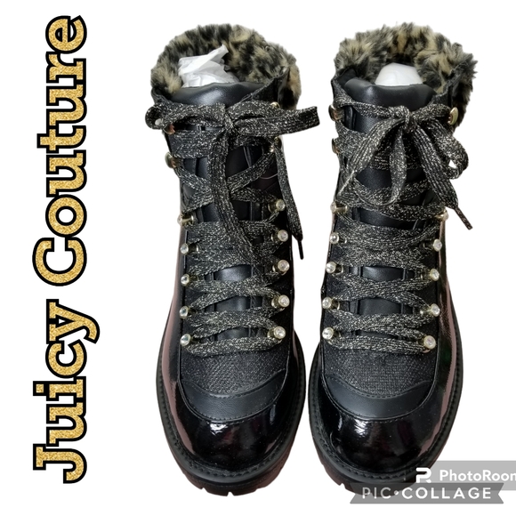 Juicy Couture Shoes - Sold Other Platform! Juicy Couture Boots NWT Black Indulgence Leopard Fur Sz 8.5
